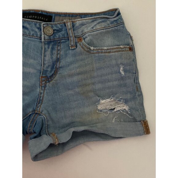 Lot of 2 Denim Shorts Blue 5 Pocket Arizona Jean Co, Aeropostale MIDI Grunge Wom - Picture 6 of 16